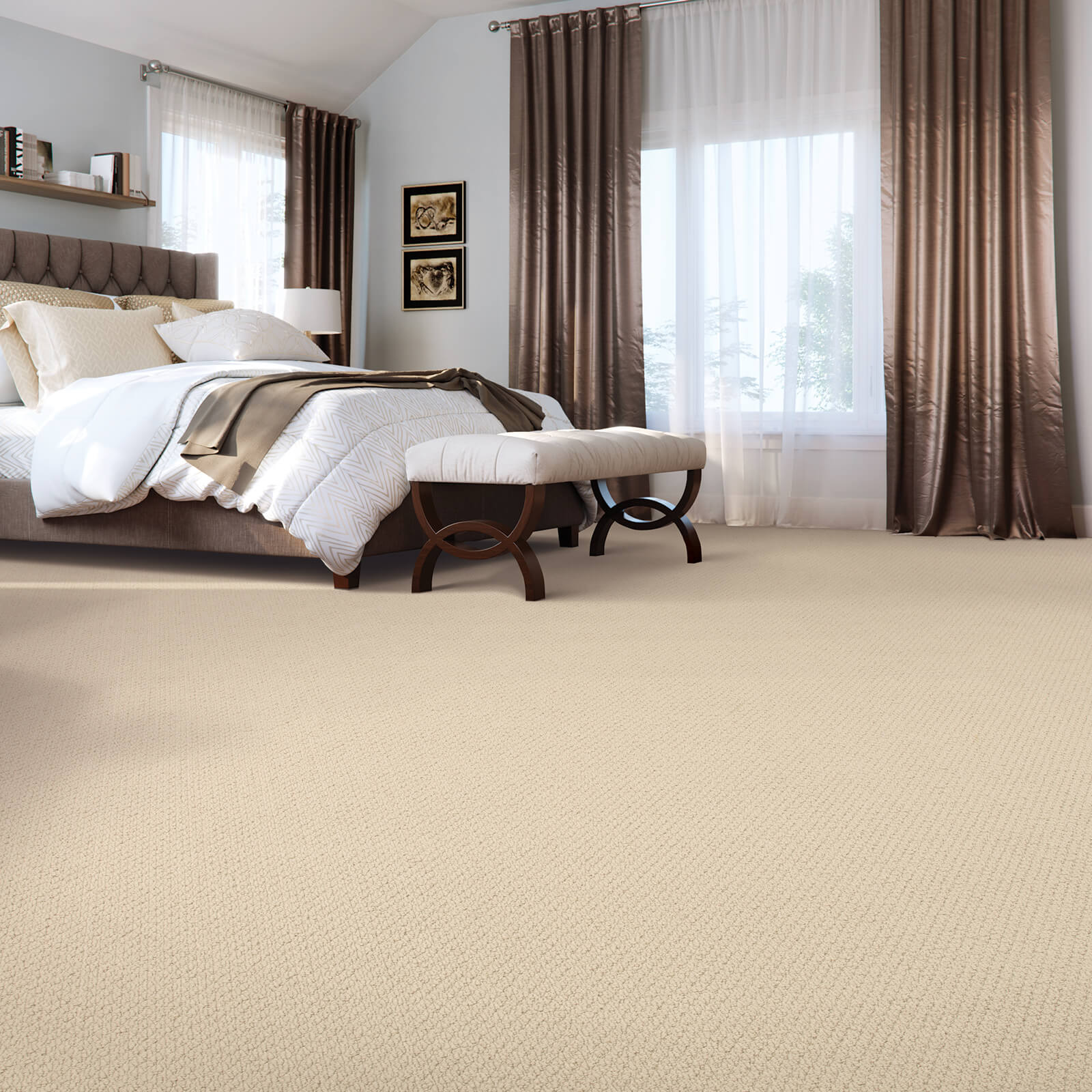 Bedroom carpet flooring | Colonial Interiors