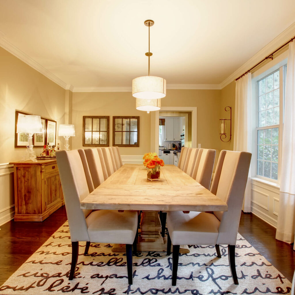 Dining room carpet flooring | Colonial Interiors